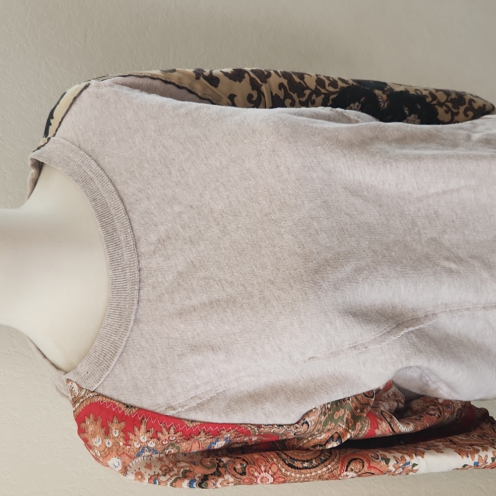 Free People Multicolor Patchwork Long Sleeve Top - image 2